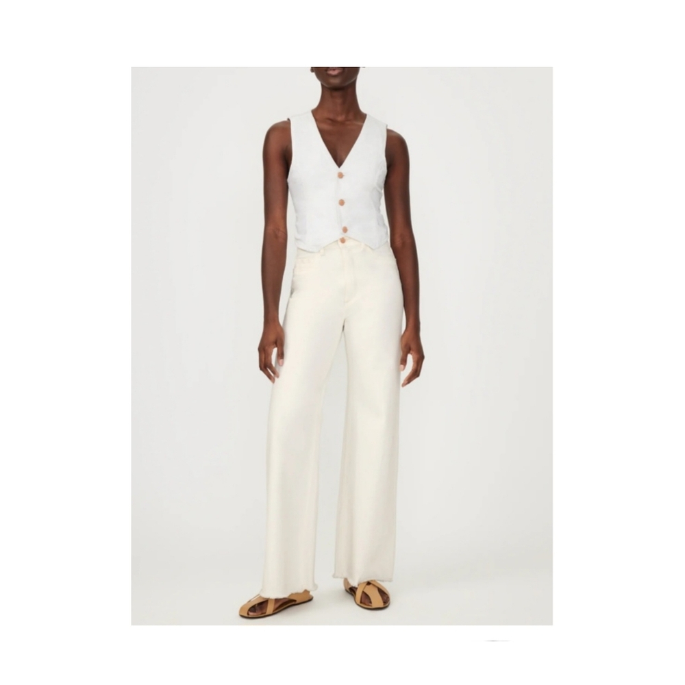 DL1961 Denim Hepburn Wide Leg Denim Jean Sz 31 High Rise Cream Eggshell NEW NWT